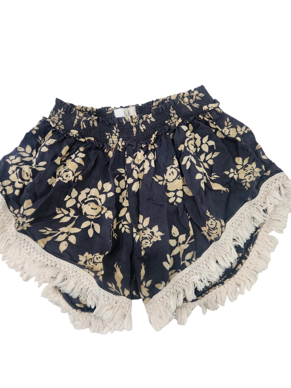 Natural Life Girls Tassel Fringe Boho Floral Smocked Shorts Sz Large